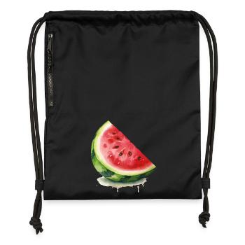 Aquarell-Wassermelone Scheibe - Turnbeutel aus Recycling-Material - Schwarz - Vorne