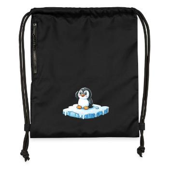 Le pingouin et la fonte des glaces - Sac à cordon en polyester recyclé - noir - Devant
