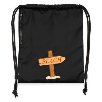 simple wooden sign - signpost to the beach - Gymsac made from recycled material - black - Front