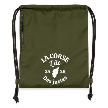 Corsica, island of beauty, I love Corsica - Gymsac made from recycled material - military green - Front