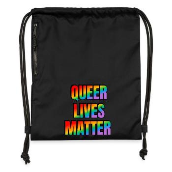 Les vies queer comptent - Sac à cordon en polyester recyclé - noir - Devant