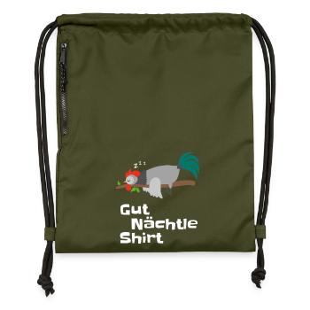Chemise de nuit motif coq, pyjama, cadeau - Sac à cordon en polyester recyclé - military green - Devant