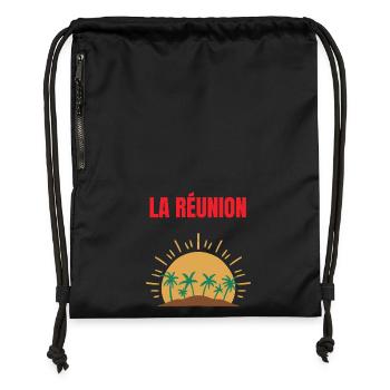 La Réunion T-Shirt Sonne und Palmen - Turnbeutel aus Recycling-Material - Schwarz - Vorne