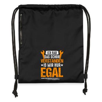 J’ai compris : Peu importe, grunge, typo - Sac à cordon en polyester recyclé - noir - Devant