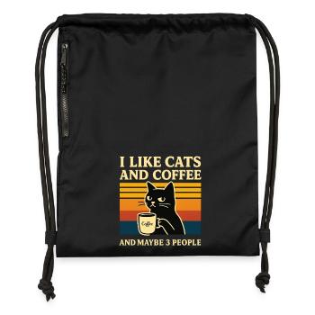 Retro Humor Ich mag Katzen & Kaffee Stubentiger - Turnbeutel aus Recycling-Material - military Green - Vorne