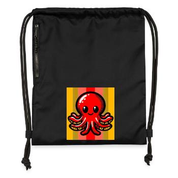 Pieuvre - Sac à cordon en polyester recyclé - noir - Devant