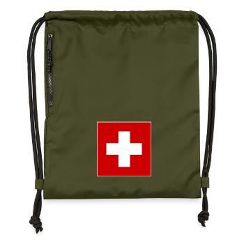 SCHWEIZ SWISS SWITZERLAND EUROPA SPORT FAN - Gymsac made from recycled material - military green - Front