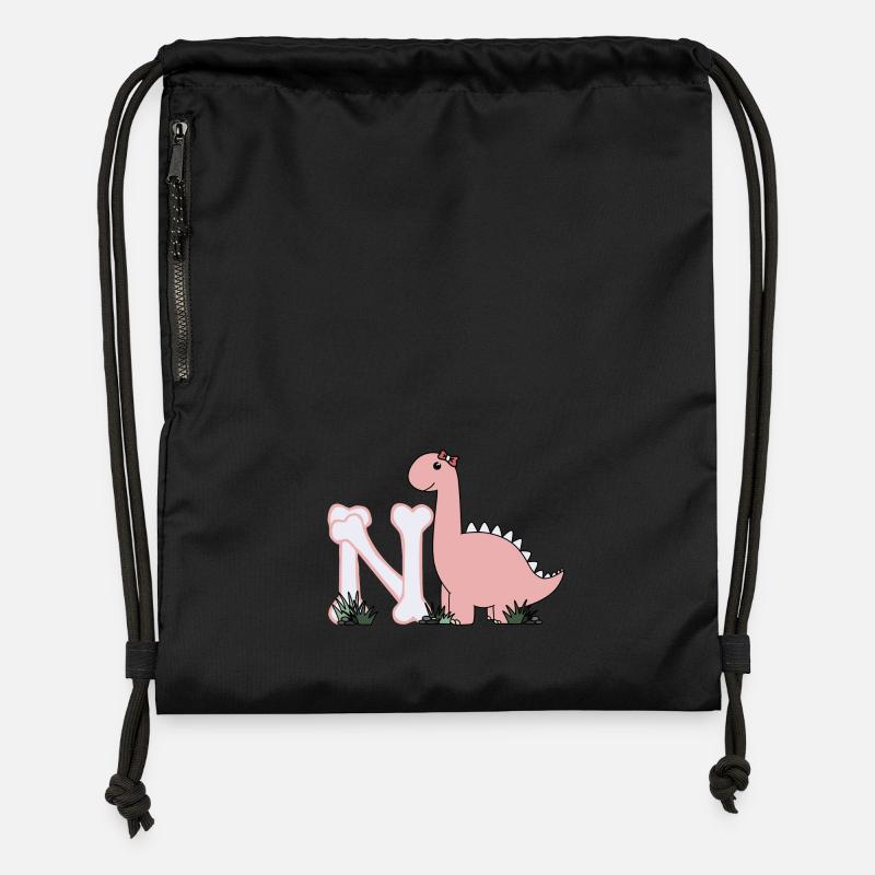 Lettre N - Sac à cordon en polyester recyclé - noir