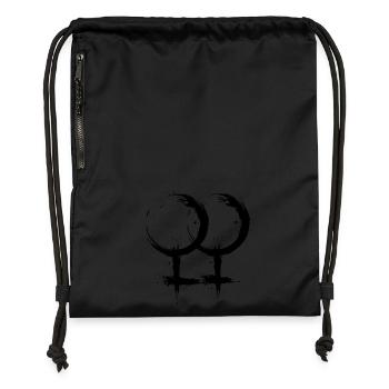 Double Venus symbol Lesbian homosexuality - Gymsac made from recycled material - black - Front