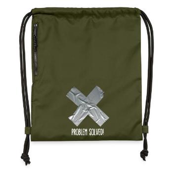 Problem solved (place on black item) - Gymsac made from recycled material - military green - Front