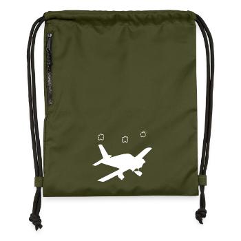 plane - Gymsac made from recycled material - military green - Front