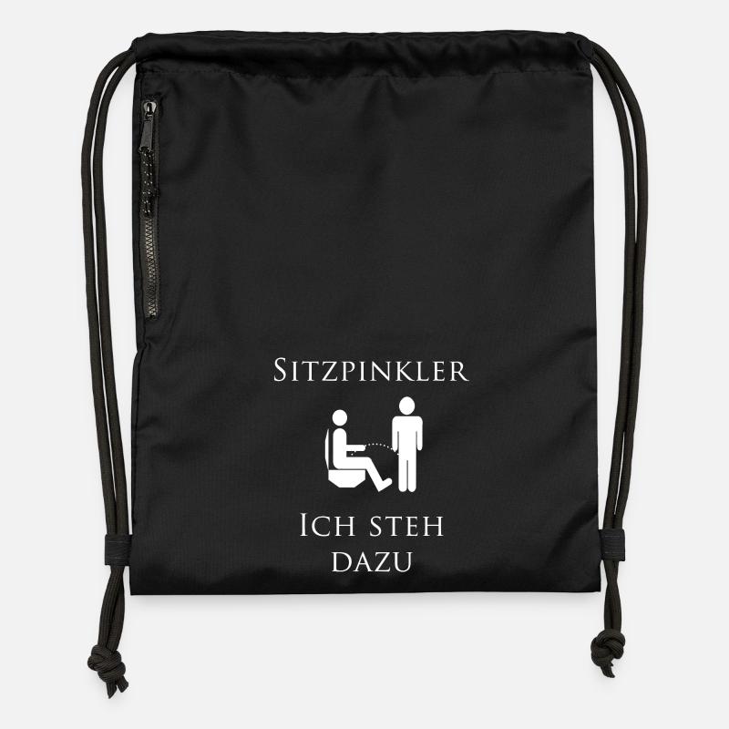 Sitting pee - I stand by it - Gymsac made from recycled material - black