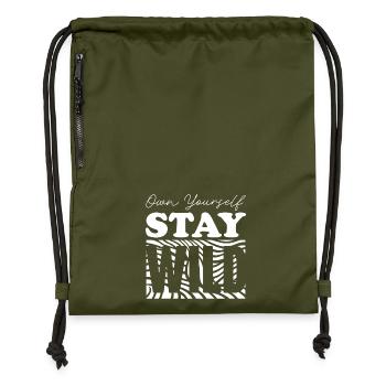 S’approprier et rester sauvage | Âme audacieuse et libre - Sac à cordon en polyester recyclé - military green - Devant