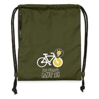 Creative bike with light bulb design - Gymsac made from recycled material - military green - Front