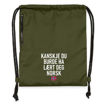 Kanskje Du Burde Ha Laert Deg Norsk - Norway Norge - Gymsac made from recycled material - military green - Front