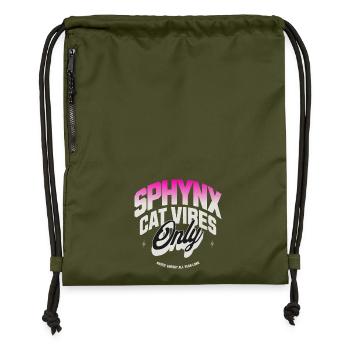 Sphynx Cat Vibes  - Gymsac made from recycled material - military green - Front