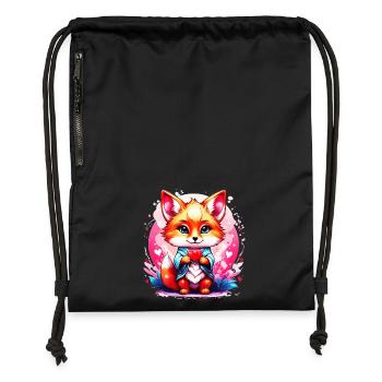 Kawaii Chibi Fuchs - Turnbeutel aus Recycling-Material - Schwarz - Vorne