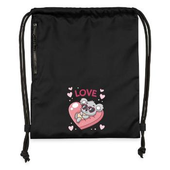 Koalaherz und süße Liebe - Turnbeutel aus Recycling-Material - Schwarz - Vorne