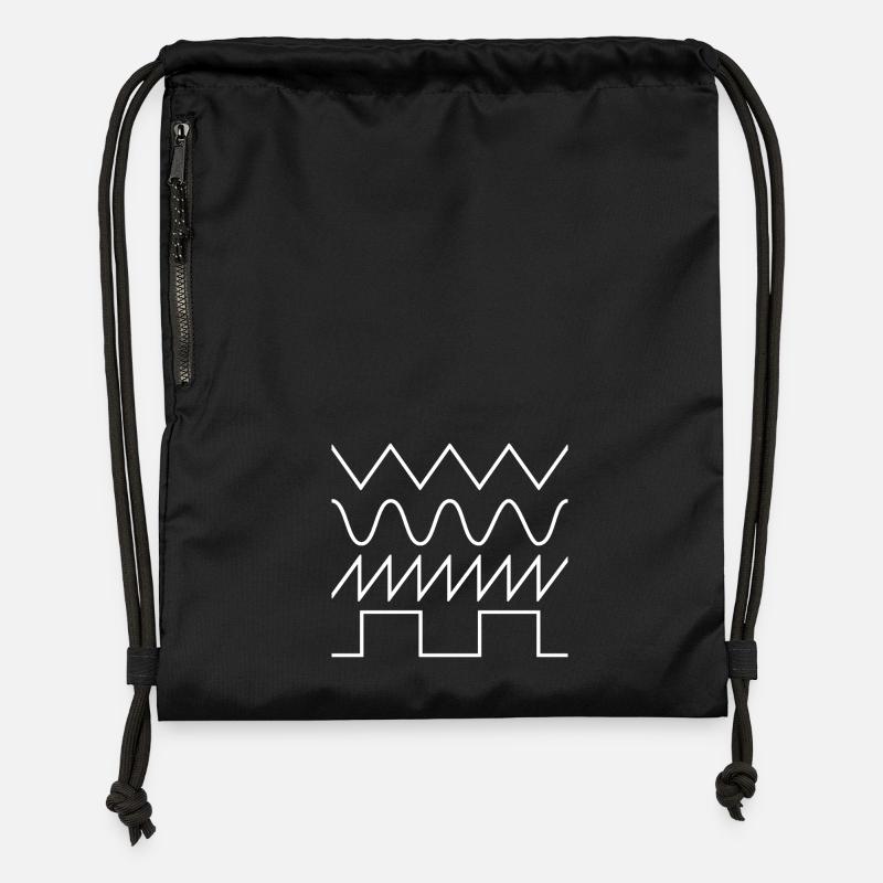 Synthesizer Waveforms (white font) #2 - Gymsac made from recycled material - black