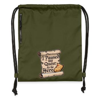 J’ai mis en pause mon jeu MMO gerd de la quête pour être ici - Sac à cordon en polyester recyclé - military green - Devant