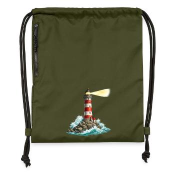 Leuchtturm am Felsenmeer Lichtstrahl - Turnbeutel aus Recycling-Material - military Green - Vorne