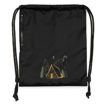 Moonlit Rustic Cabin Night - Gymsac made from recycled material - black - Front