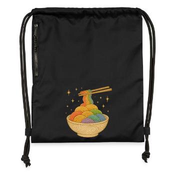 Rainbow Noodle Bowl Illustration - Turnbeutel aus Recycling-Material - Schwarz - Vorne