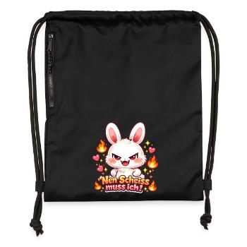 Cute Hase Nen Scheiß muss ich Statement - Turnbeutel aus Recycling-Material - Schwarz - Vorne