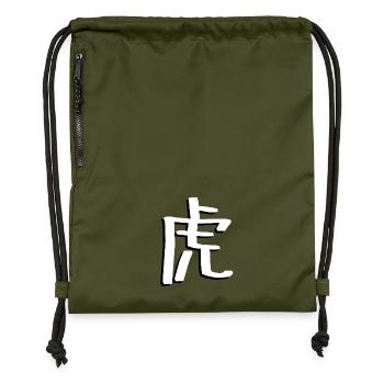 虎 (tora) = tigre en japonais - Sac à cordon en polyester recyclé - military green - Devant