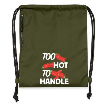 Too Hot to Handle Fiery Design Idea - Gymsac made from recycled material - military green - Front