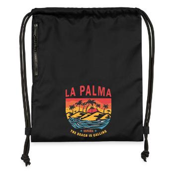 La Palma beach palm tree design - Gymsac made from recycled material - black - Front