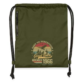 58 years old Aged to Perfection born: November 1966 - Gymsac made from recycled material - military green - Front