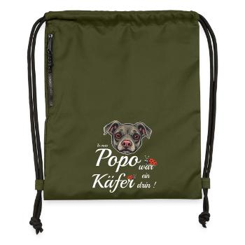 Lustiger Hund - Turnbeutel aus Recycling-Material - military Green - Vorne