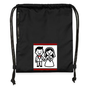 Ehepaar Hochzeit - Turnbeutel aus Recycling-Material - Schwarz - Vorne