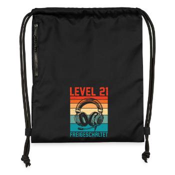 21e anniversaire Homme Gamer Niveau 21 débloqué - Sac à cordon en polyester recyclé - noir - Devant