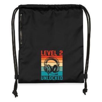 Baby 2nd Birthday – 2 years old level 2 unlocked - Gymsac made from recycled material - black - Front