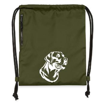 Hund weiß weißer Hund Hundekopf T-shirt Geschenk - Turnbeutel aus Recycling-Material - military Green - Vorne
