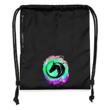 Pferdekopf Neon Kreislauf - Turnbeutel aus Recycling-Material - Schwarz - Vorne