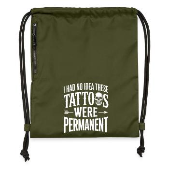 Blague sur le tatouage : ceux-ci étaient permanents - Sac à cordon en polyester recyclé - military green - Devant