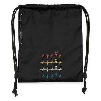 Biathlon Heartbeat Rétro Biathlète - Sac à cordon en polyester recyclé - noir - Devant