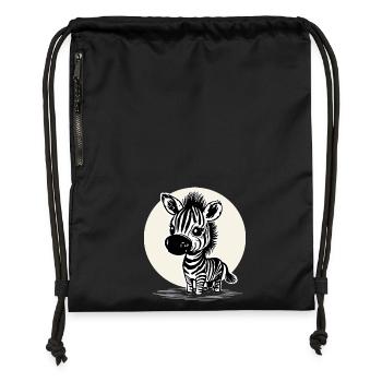 Süßes Zebra – Niedliches Tiermotiv - Turnbeutel aus Recycling-Material - Schwarz - Vorne