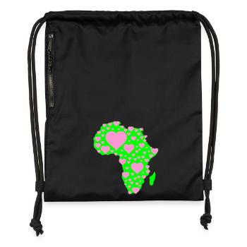 Africa Heart Pattern - Gymsac made from recycled material - black - Front