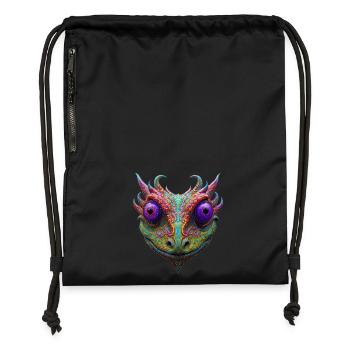 Mystic Toad/Frog/Gecko/Lizzard/Alien - Gymsac made from recycled material - black - Front