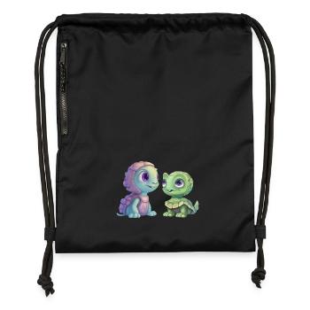 Fusion de tortues extraterrestres vertes - Sac à cordon en polyester recyclé - noir - Devant