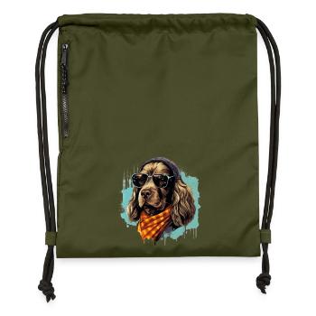 Spaniel Silhouette | Bold Dog Design Streetwear - Turnbeutel aus Recycling-Material - military Green - Vorne