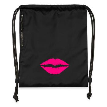 Lips kiss kiss mouth pink - Gymsac made from recycled material - black - Front