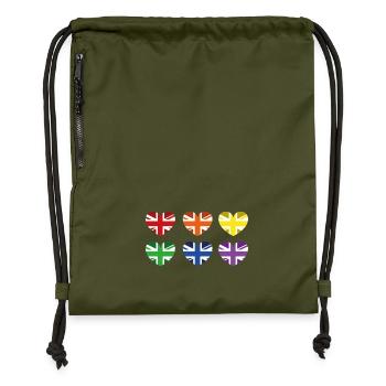 UK RAINBOW FLAG - Gymsac made from recycled material - military green - Front