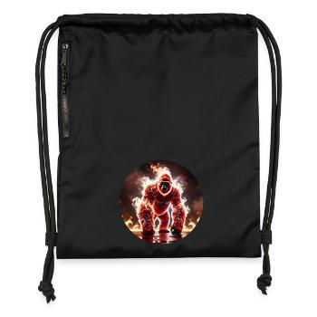 Gorille de Feu dans la Jungle Ardente - Sac à cordon en polyester recyclé - noir - Devant