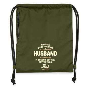 Intelligent, gutaussehend und Ehemann... - Turnbeutel aus Recycling-Material - military Green - Vorne