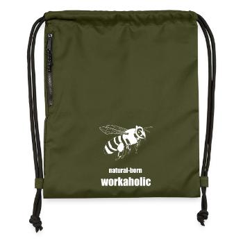 natural born worcaholic - Turnbeutel aus Recycling-Material - military Green - Vorne